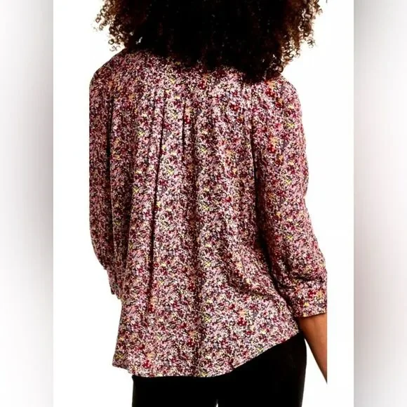 Zadig & Voltaire floral sleeved blouse with tie NWT. XS - Picture 2 of 10